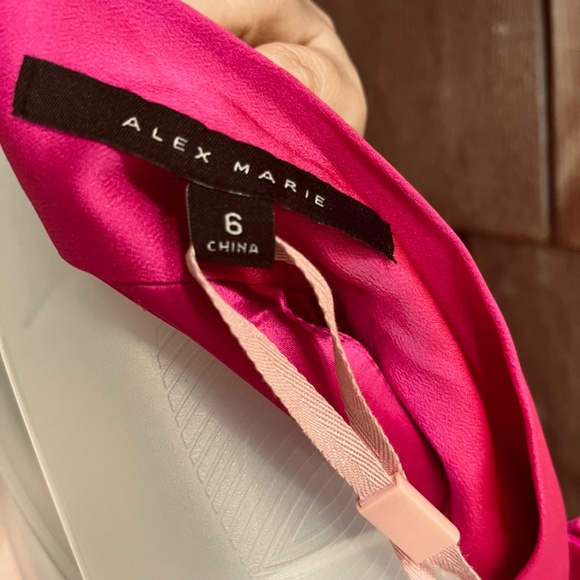 Alex Marie Hazel Halter Neck Sleeveless Draped Asymmetrical Hem Satin Dress 6P - Picture 5 of 17